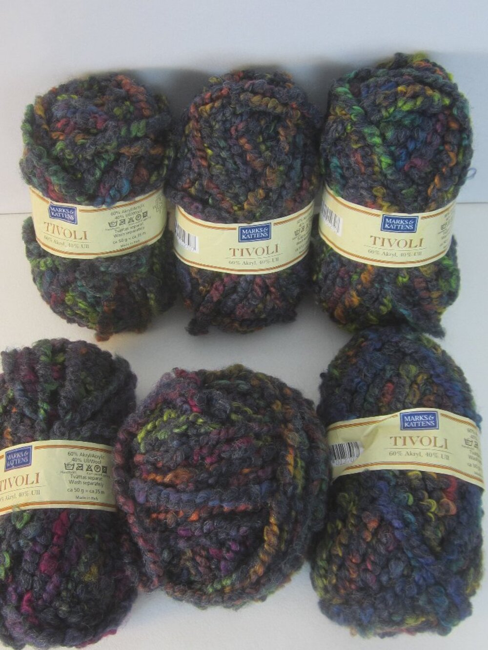Lot 5 +Marks & Kattens Tivoli Yarn Bulky  Wool Blend Multicolor Made Italy 295 g